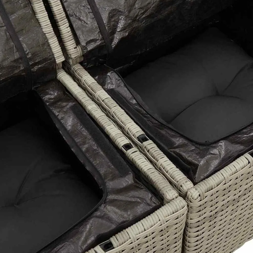 vidaXL Conjunto de sofá de jardín con cojín 8 pcs Poliratán Gris claro