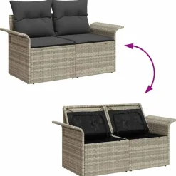 vidaXL Conjunto de sofá de jardín con cojín 8 pcs Poliratán Gris claro