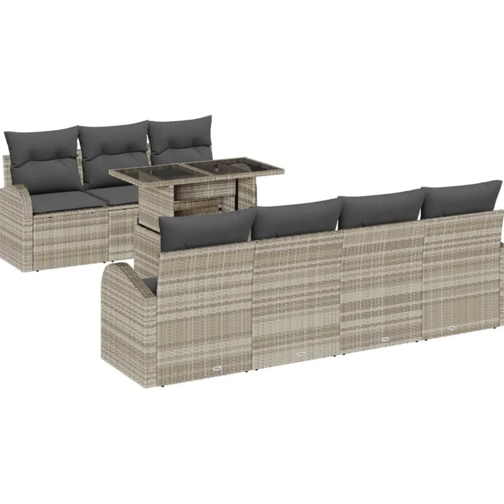 vidaXL Muebles De Jardín-Conjunto de sofá de jardín con cojín 8 pcs Poliratán