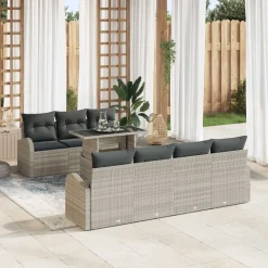 vidaXL Muebles De Jardín-Conjunto de sofá de jardín con cojín 8 pcs Poliratán