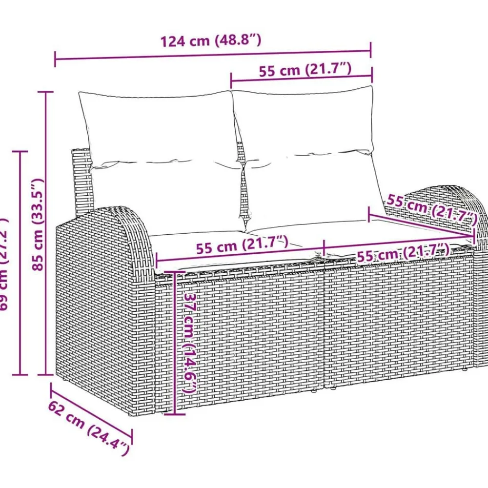 vidaXL Muebles De Jardín-Conjunto de sofá de jardín con cojín 8 pcs Poliratán