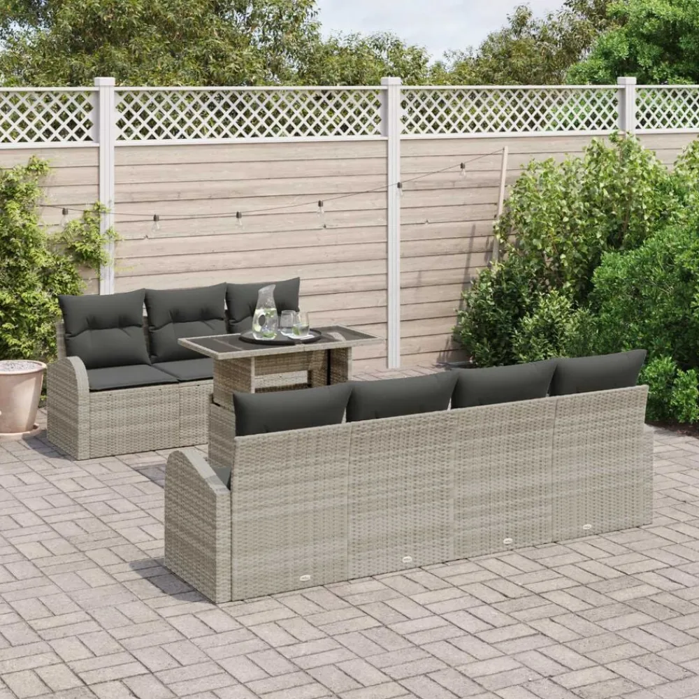vidaXL Muebles De Jardín-Conjunto de sofá de jardín con cojín 8 pcs Poliratán