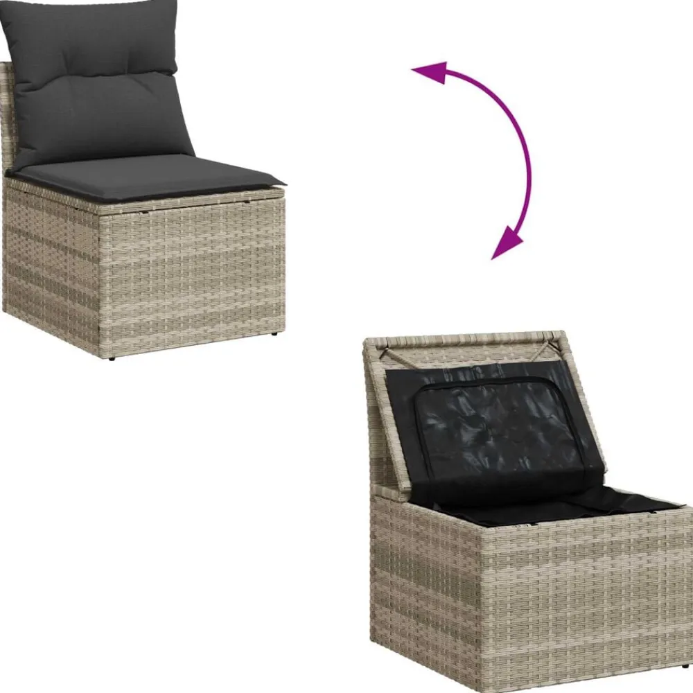 vidaXL Conjunto de sofá de jardín con cojín 6 pcs Poliratán Gris claro Discount