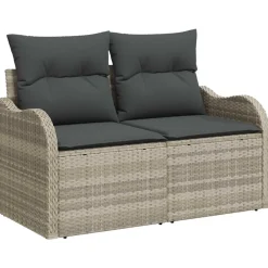 vidaXL Conjunto de sofá de jardín con cojín 6 pcs Poliratán Gris claro Discount