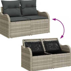 vidaXL Conjunto de sofá de jardín con cojín 6 pcs Poliratán Gris claro Discount