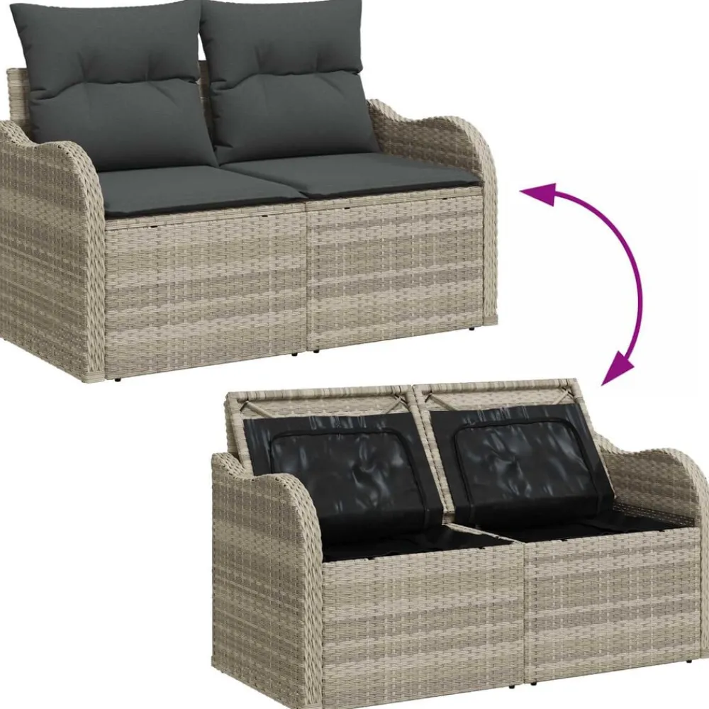 vidaXL Conjunto de sofá de jardín con cojín 6 pcs Poliratán Gris claro Discount