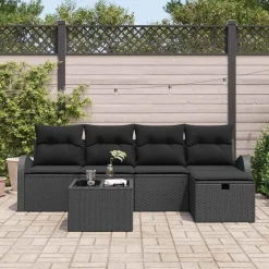 vidaXL Muebles De Jardín-Conjunto de sofá de jardín con cojín 6 pcs Poliratán