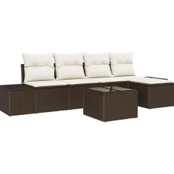 vidaXL Conjunto de sofá de jardín 5 pcs Marrón y crema ratán sintético Marrón y Online