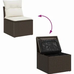 vidaXL Conjunto de sofá de jardín 5 pcs Marrón y crema ratán sintético Marr&oacute;n y Online