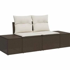 vidaXL Conjunto de sofá de jardín 5 pcs Marrón y crema ratán sintético Marr&oacute;n y Online