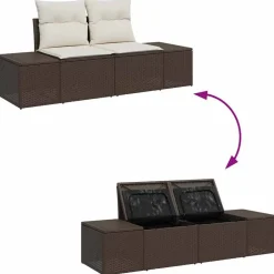 vidaXL Conjunto de sofá de jardín 5 pcs Marrón y crema ratán sintético Marr&oacute;n y Online