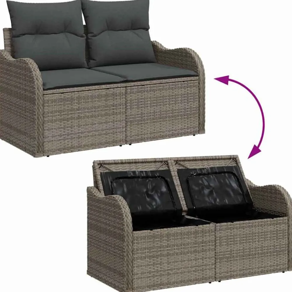 vidaXL Conjunto de sofá de jardín 6 pcs Poliratán Gris Clearance