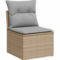 vidaXL Conjunto de sofá de jardín 5 pcs Beige Poliratán beige y gris claro