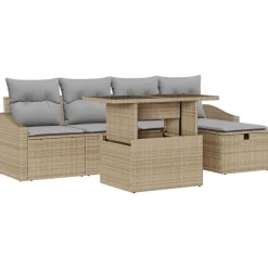 vidaXL Muebles De Jardín-Conjunto de sofá de jardín con cojín 6 pcs ratán sintético