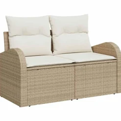 vidaXL Conjunto de sofá de jardín 8 pcs Beige Rattan de Poliéster beige y crema