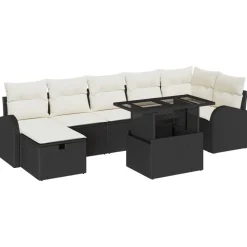vidaXL Conjunto de sofá de jardín con cojín 8 pcs Poliratán Negro Sale