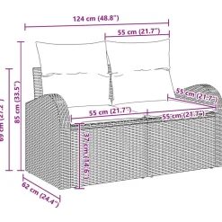 vidaXL Conjunto de sofá de jardín con cojín 8 pcs Poliratán Negro Sale