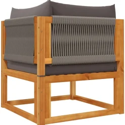 vidaXL Muebles De Jardín-Conjunto de sofá de jardín de 6 piezas con cojines de madera de acacia y cuerda