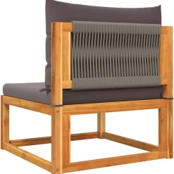 vidaXL Muebles De Jardín-Conjunto de sofá de jardín de 6 piezas con cojines de madera de acacia y cuerda