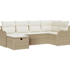 vidaXL Muebles De Jardín-Conjunto de sofá de jardín con cojín 6 pcs Poliratán