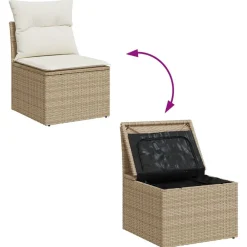 vidaXL Muebles De Jardín-Conjunto de sofá de jardín con cojín 6 pcs Poliratán