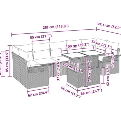 vidaXL Conjunto de sofá de jardín 8 pcs ratán sintético Gris claro Discount