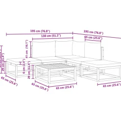 vidaXL Conjunto de sofá de jardín de 6 piezas con cojines de madera de acacia y ratán Negro y crema Online