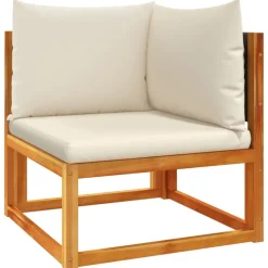 vidaXL Conjunto de sofá de jardín de 6 piezas con cojines de madera de acacia y ratán Negro y crema Hot
