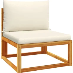 vidaXL Conjunto de sofá de jardín de 6 piezas con cojines de madera de acacia y ratán Negro y crema Hot