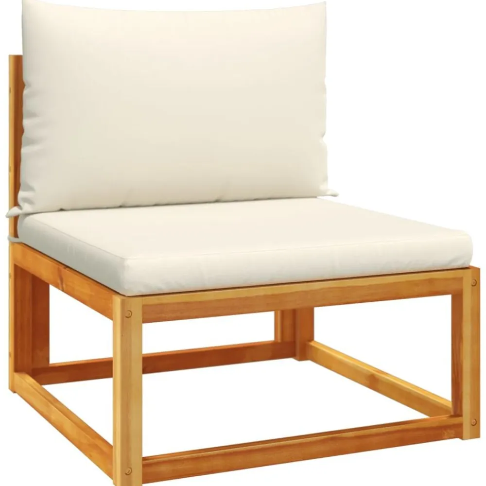 vidaXL Conjunto de sofá de jardín de 6 piezas con cojines de madera de acacia y ratán Negro y crema Hot