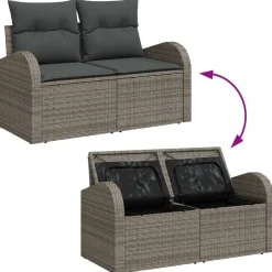 vidaXL Conjunto de sofá de jardín con cojín 6 pcs Poliratán Gris Discount