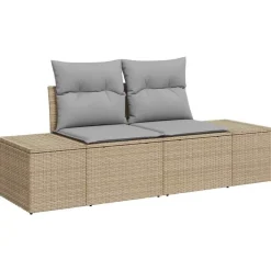 vidaXL Muebles De Jardín-Conjunto de sofá de jardín 9 pcs Beige Poliratán