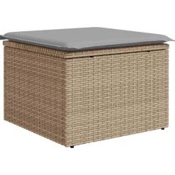 vidaXL Muebles De Jardín-Conjunto de sofá de jardín 9 pcs Beige Poliratán