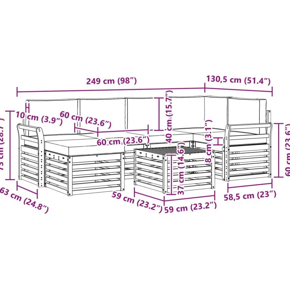 vidaXL Conjuntos De Muebles-Conjunto de Sofá Seccional con cojín 7 pcs