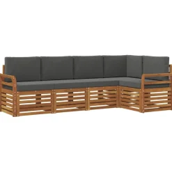 vidaXL Conjunto de Sofá Seccional con cojín 5 pcs Natural y antracita New