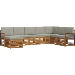 vidaXL Conjuntos De Muebles-Conjunto de Sofá Seccional con cojín 8 pcs Gris Natural y Claro