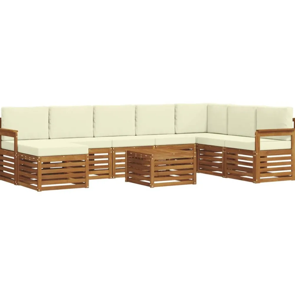 vidaXL Conjunto de Sofá Seccional con cojín 9 pcs Natural y crema Best