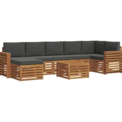vidaXL Conjunto de Sofá Seccional con cojín 8 pcs Natural y antracita Clearance