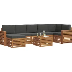 vidaXL Conjunto de Sofá Seccional con cojín 8 pcs Natural y antracita Clearance