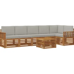vidaXL Conjunto de Sofá Seccional con cojín 7 pcs Gris Natural y Claro Gris claro y natural Clearance