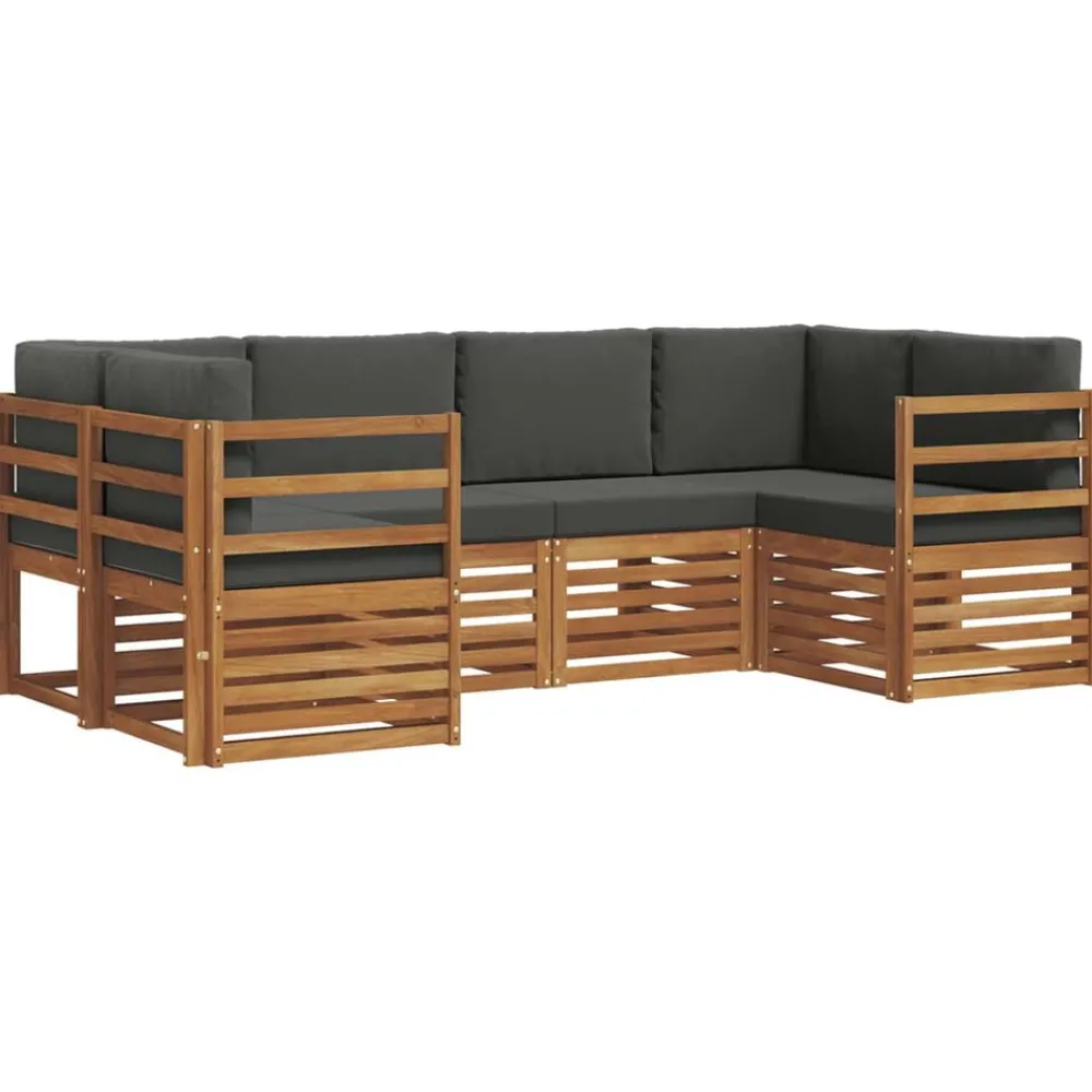 vidaXL Conjunto de Sofá Seccional con cojín 6 pcs Natural y antracita Best