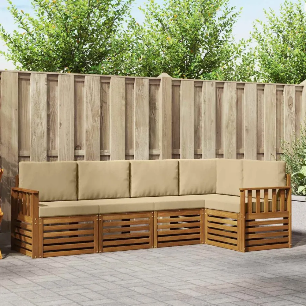 vidaXL Conjuntos De Muebles-Conjunto de Sofá Seccional con cojín 5 pcs