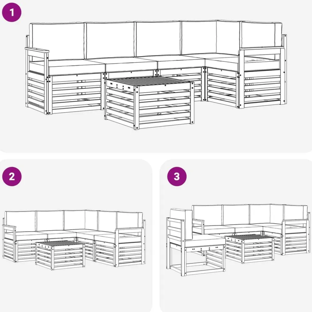 vidaXL Conjuntos De Muebles-Conjunto de Sofá Seccional con cojín 6 pcs Gris Natural y Claro