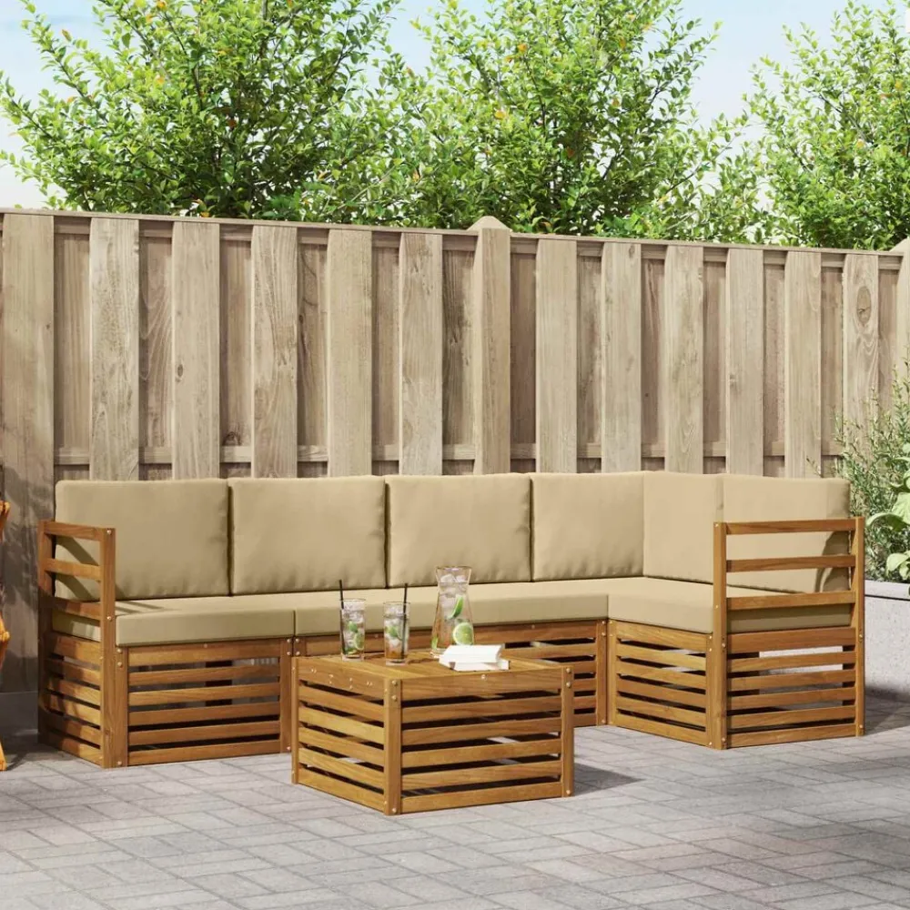 vidaXL Conjuntos De Muebles-Conjunto de Sofá Seccional con cojín 6 pcs