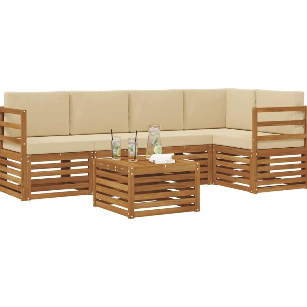 vidaXL Conjuntos De Muebles-Conjunto de Sofá Seccional con cojín 6 pcs