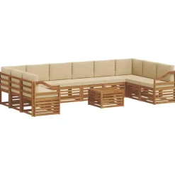 vidaXL Conjunto de Sofá Seccional con cojín 11 pcs Natural y beige Best