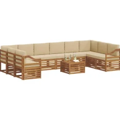 vidaXL Conjunto de Sofá Seccional con cojín 11 pcs Natural y beige Best