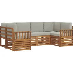 vidaXL Conjuntos De Muebles-Conjunto de Sofá Seccional con cojín 6 pcs Gris Natural y Claro