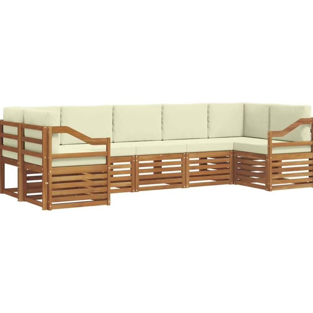 vidaXL Conjunto de Sofá Seccional con cojín 7 pcs Natural y crema Best