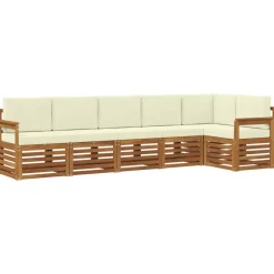 vidaXL Conjunto de Sofá Seccional con cojín 6 pcs Natural y crema